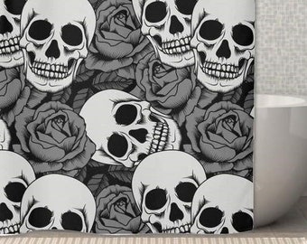 Gothic Rose & Skull Shower Curtain - 71x74"