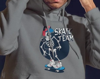 Retro Skate Team Skull Hoodie