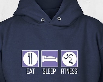 Eat Sleep Fitness Sweatshirt - Fitness One Track Mind Gym Hoodie - Workout Hoodie Sizes to 5XL - Eat Sleep Shirt, Cool Sweatshirt