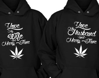 Couple's 420 Hoodie Set - Cannabis Love Sweatshirts - Fun Weed Matching Outfits - Stoner Anniversary Gift - His & Hers Marijuana Tops