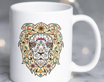 Lion's Head Sugar Skull Mug