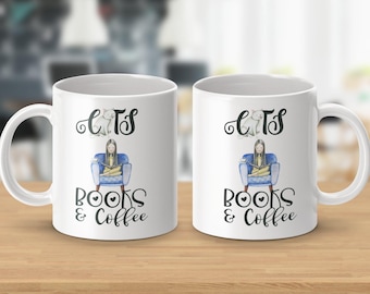 Cats Books and Coffee Enthusiast Mugs