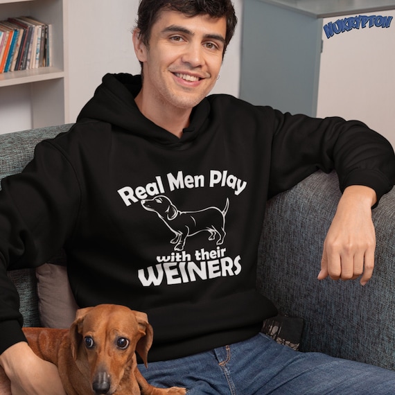 Dachshund Hoodie: Men & Their Weiners Doxie Sweatshirt - Dachshund Dad Gift, Wiener Dog Hoodie - Dachshund Shirt - Chirstmas Dachshund Gifts by NuKryptonDotCom