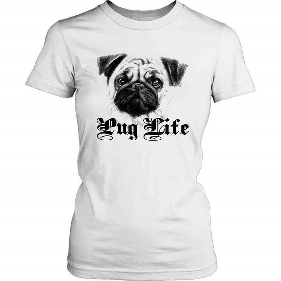 Womens Pug Shirt: Pug Life Shirt - Funny Dog Mom Shirt & Pug Lover Gift - Pug Mom Dog Tshirt - Pug Tshirt Sizes to 4XL - Pug Gift Ideas by NuKryptonDotCom