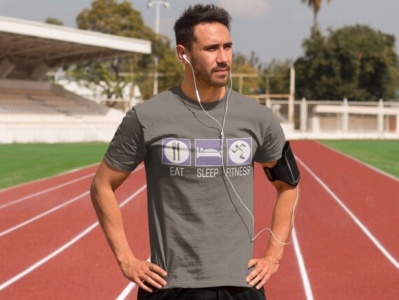 Eat Sleep Shirt - Gym T-Shirt / Workout T-Shirt, Funny Fitness Shirts / Funny Gym Shirt / Workout Tee - Fitness Motivation Funny Gym Shirts by NuKryptonDotCom