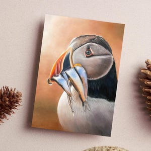 Cartão de felicitações Puffin, cartão de aniversário, vida selvagem britânica, cartão de felicitações de vida selvagem, cartão de felicitações de pássaros, cartão à beira-mar, cartão de dia das mães