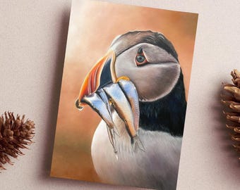 Carte de voeux macareux, carte d'anniversaire, faune britannique, carte de voeux faune, carte de voeux oiseau, carte bord de mer, carte fête des mères