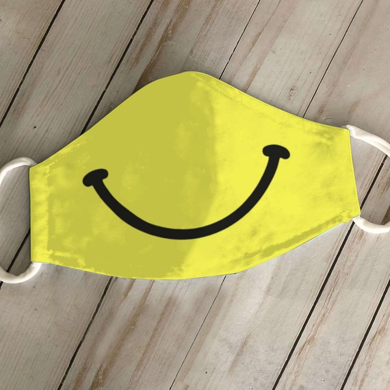 Smiley Face Happy Face Mask Smiley Face Mask 3 Layer Face Etsy