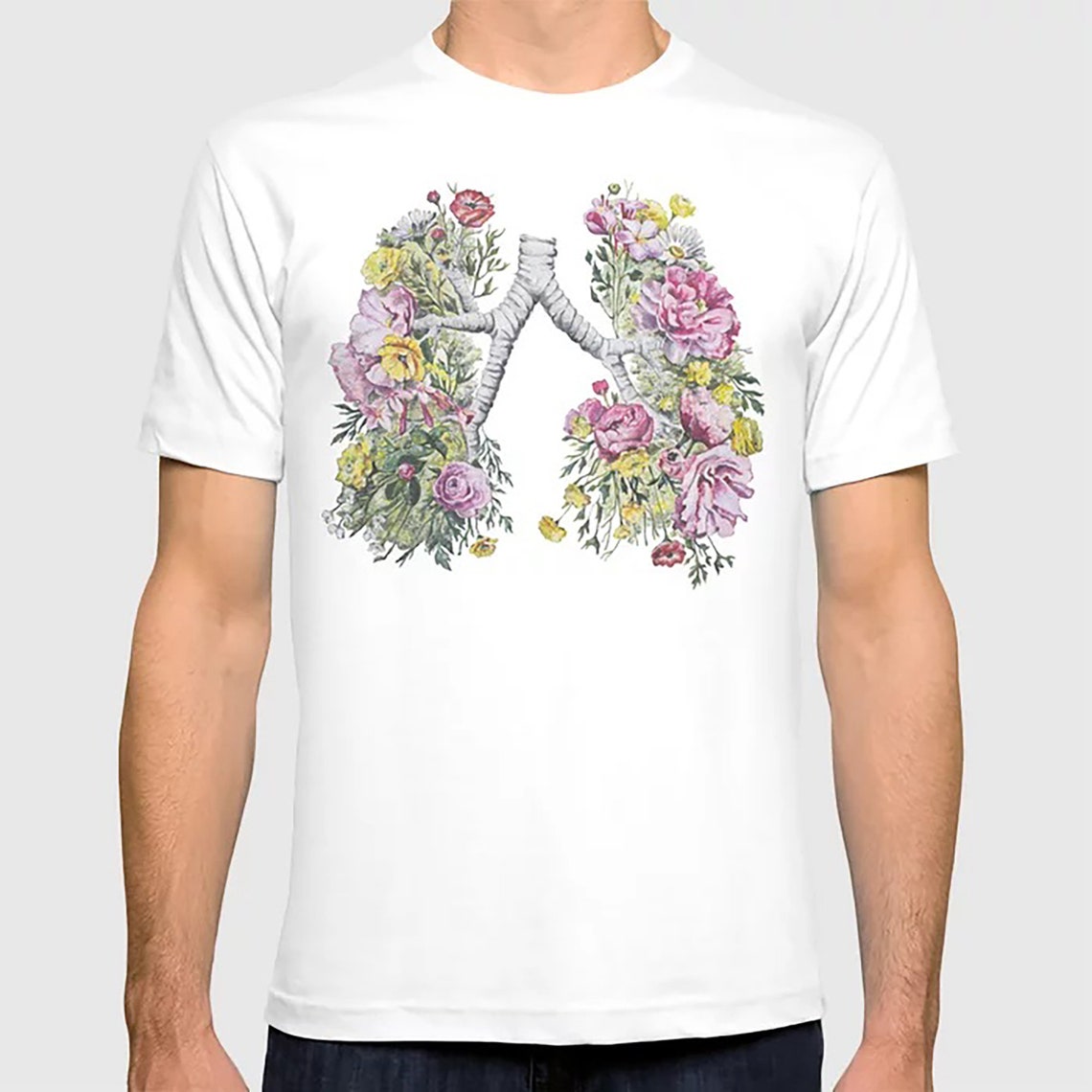 Floral Anatomy Lungs Shirt Floral Lungs Tshirt Boho Tee Etsy