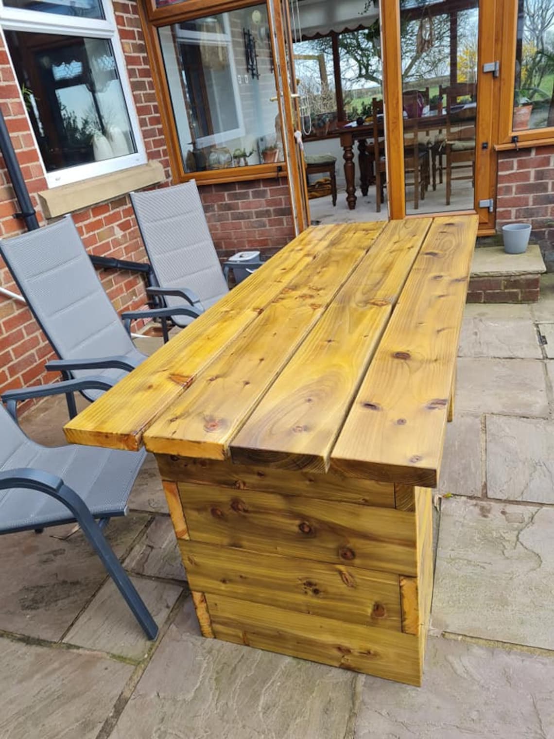 Rustic Chunky Outdoor Table Patio Furniture Garden Table Etsy UK