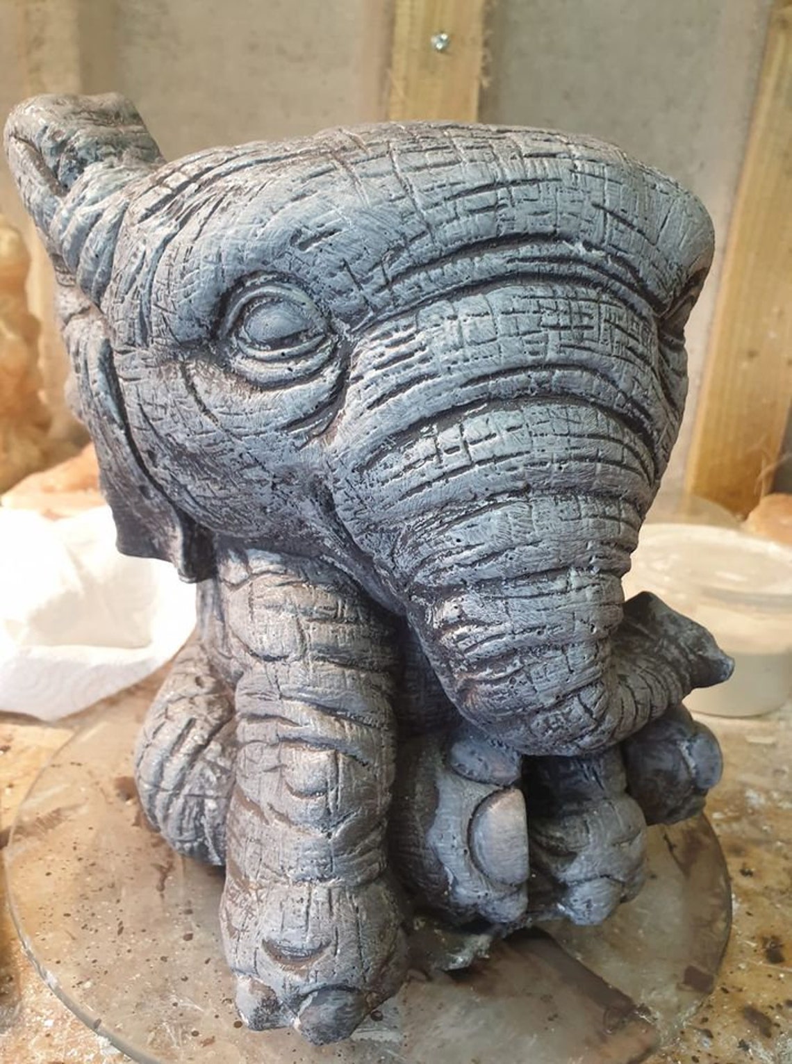Stone Elephant Planter Large Flower Pot Solid Cement Wildlife Etsy