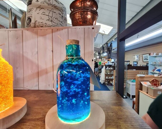 Featured listing image: Resin Bottle Lamp small epoxy resin lamp  resin night light epoxy lamp gift and bedside lamp great wedding gift or Christmas gift