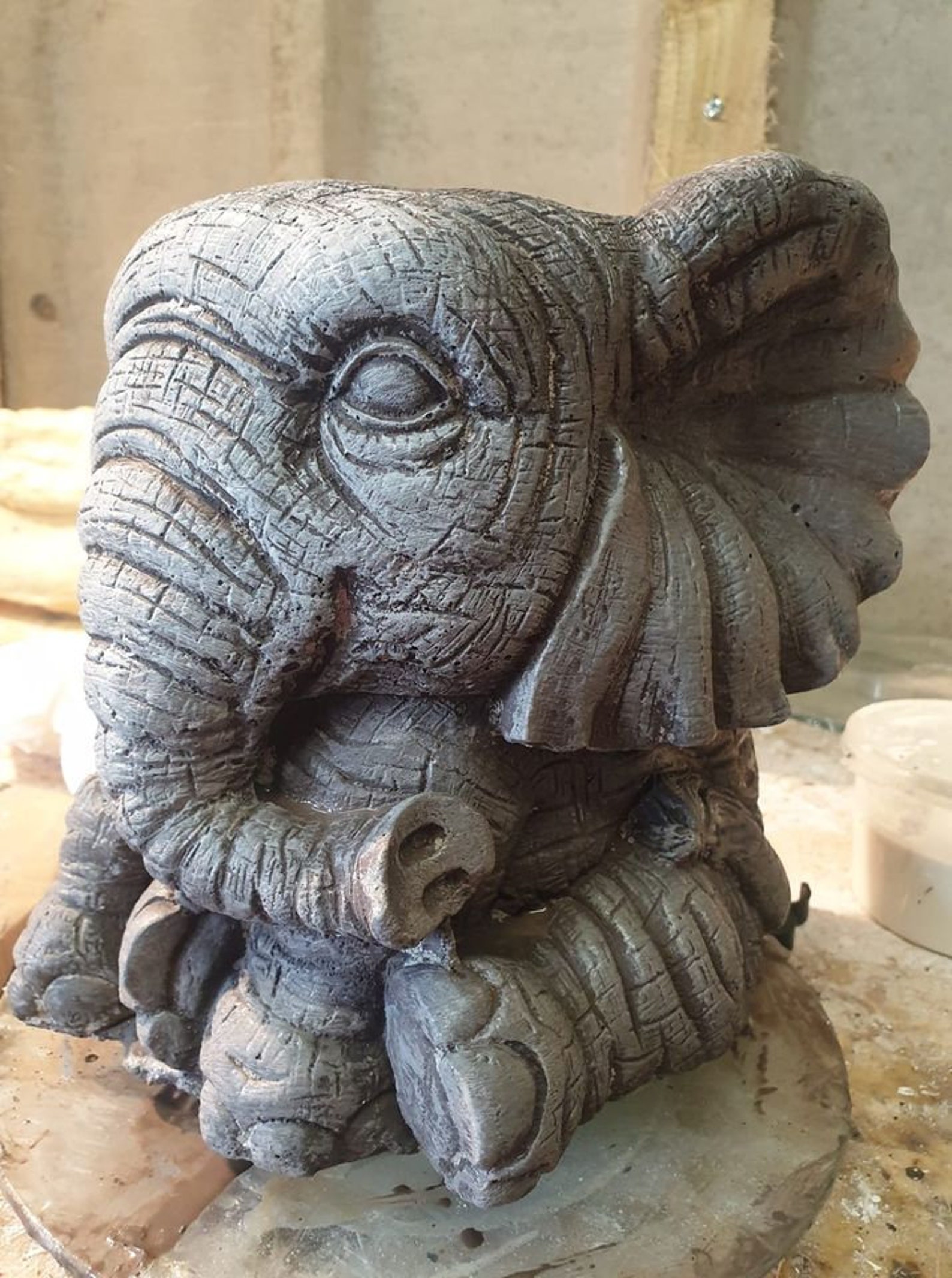 Stone Elephant Planter Large Flower Pot Solid Cement Wildlife Etsy