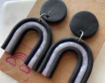 Rainbow Polymer Clay Earrings - stud earrings handmade