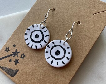Abstract Eye Polymer Clay Earrings - dangle earrings handmade