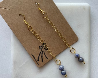 Sodalite dangle Earrings - Natural gemstone bead crystal earrings