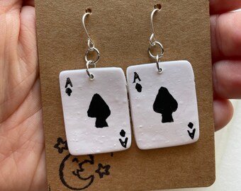 Playing Cards Polymer Clay Earrings - dangle earrings handmade
