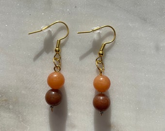 Carnelian Earrings - Natural gemstone bead crystal earrings