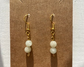 White Agate Earrings - Natural gemstone bead crystal earrings