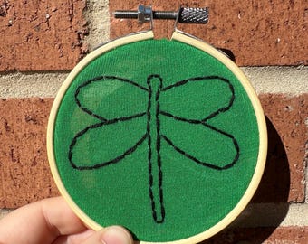 Green Dragonfly 3-inch Embroidery Hoop