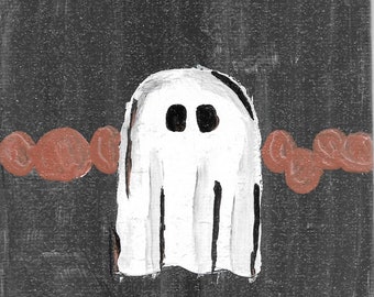 3D Ghost - acrylic painting original, prints, stickers