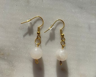 Snow Quartz Earrings - Natural gemstone bead crystal earrings