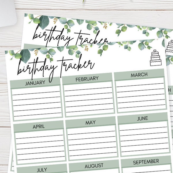 Printable Birthday Tracker / Birthday Calendar / Monthly Calendar