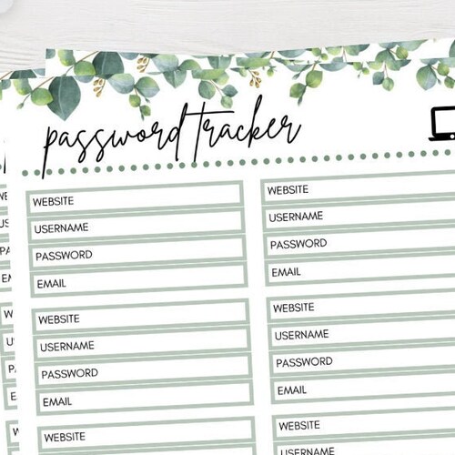 Password Keeper Printable Log Bullet Journal for A4 and A5 - Etsy