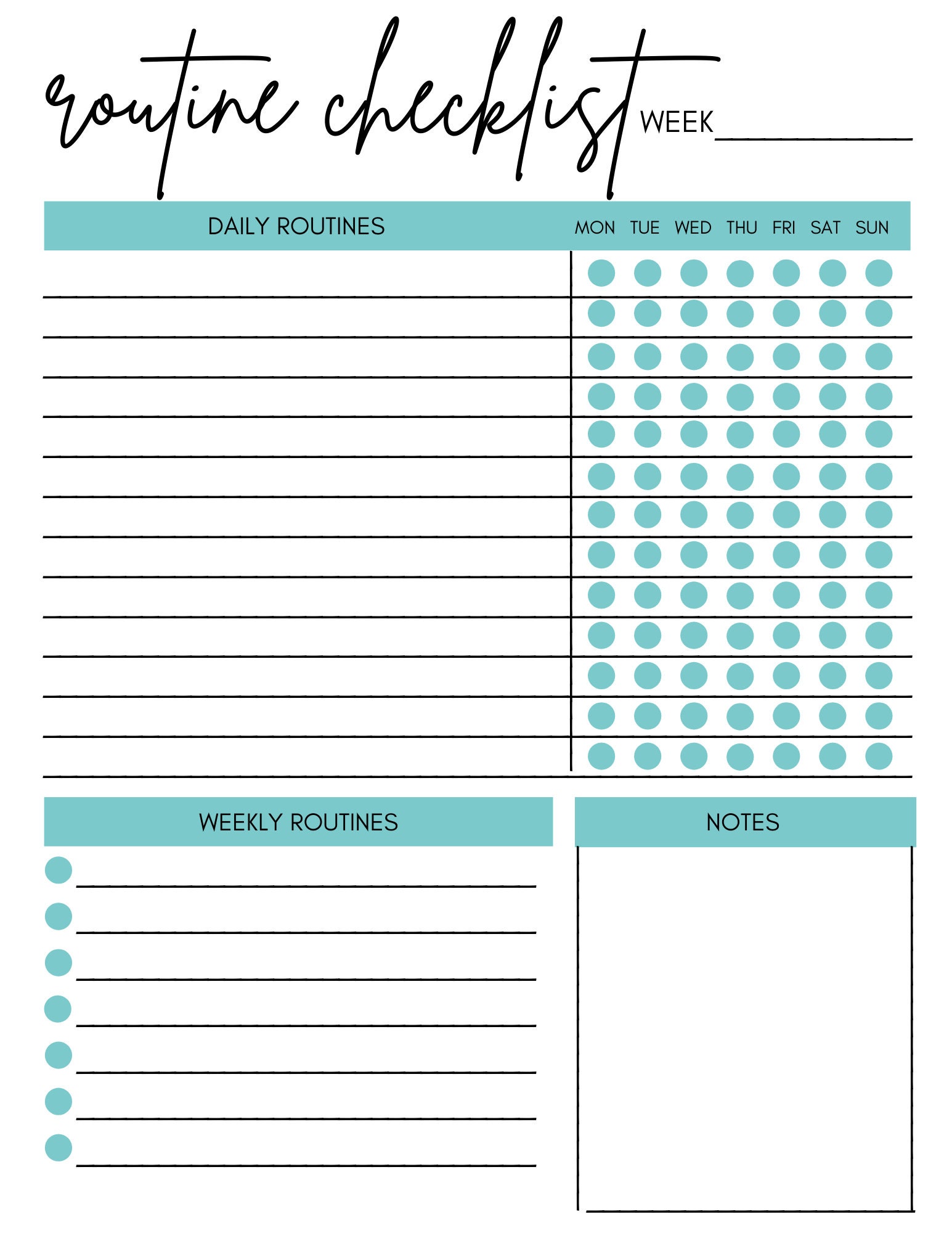 Daily Rout List Daily Routine Checklist / Daily Schedule / Daily Planner 2020 / Daily ...