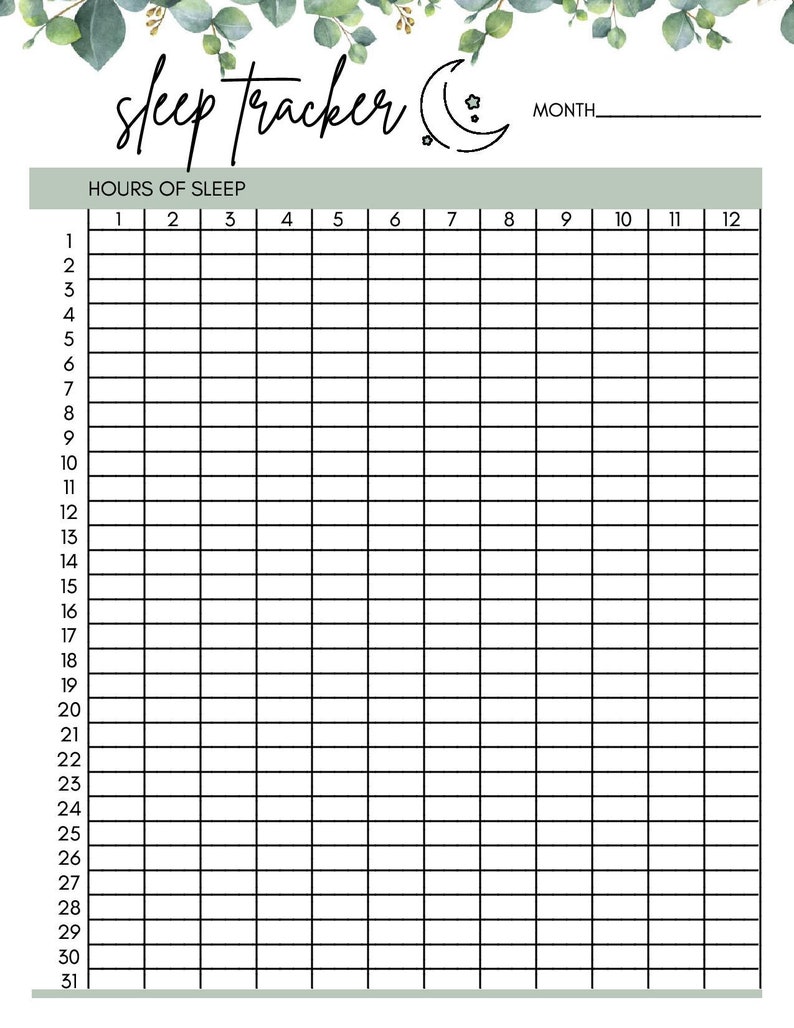 Sleep Tracker / Printable Sleep Chart / Sleeping Chart image 4