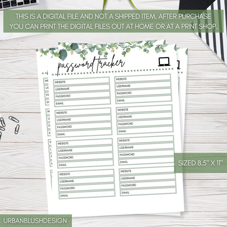 Password Keeper Printable Log Bullet Journal for A4 and A5 | Etsy