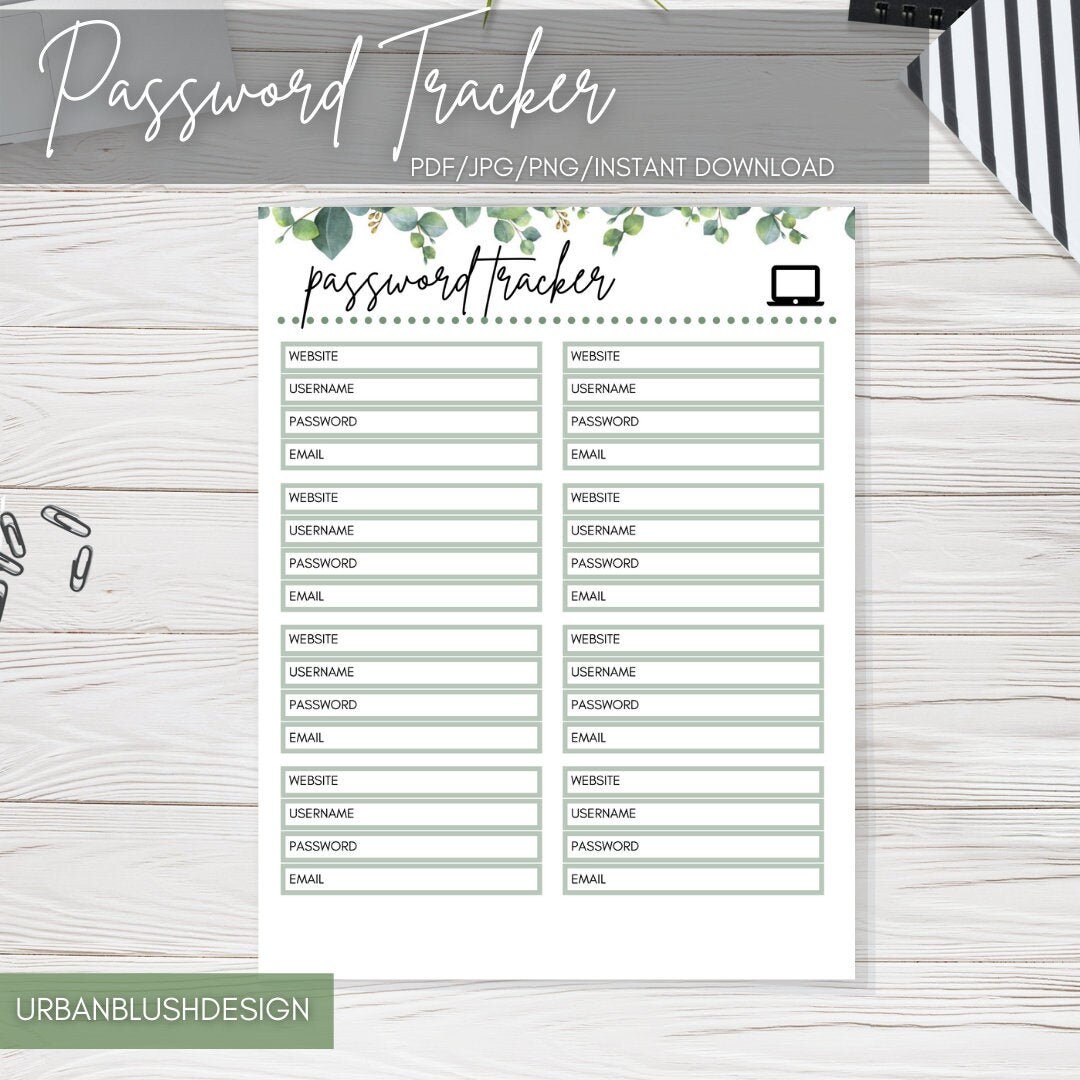Password Keeper Printable Log Bullet Journal for A4 and A5 - Etsy.de