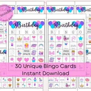 Birthday Printable Bingo Game | Birthday Games | Birthday Activity ...