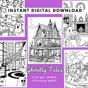 Ghostly Tales: Gruselige Malseiten zum Ausdrucken für Kinder und Erwachsene! (Instant Digital Download)