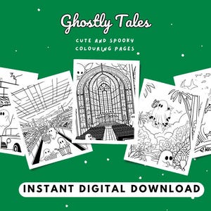 Ghostly Tales: Gruselige Malseiten zum Ausdrucken für Kinder und Erwachsene! (Sofortiger PDF Digitaler Download)