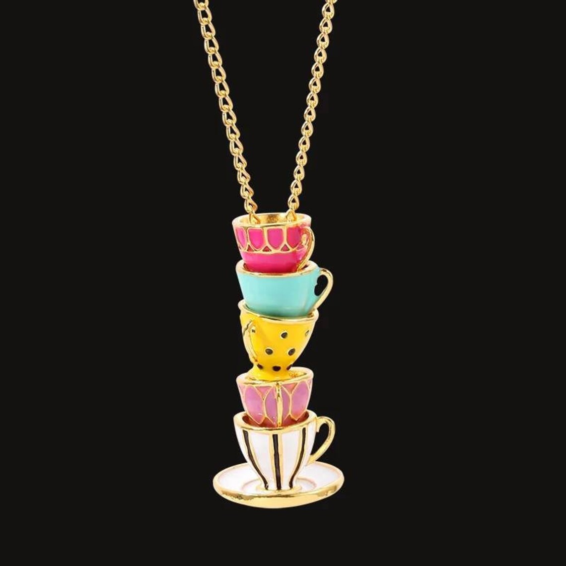 Tea Cup Necklace Teacups Charm Necklace Tea Cup Pendant Tea Etsy