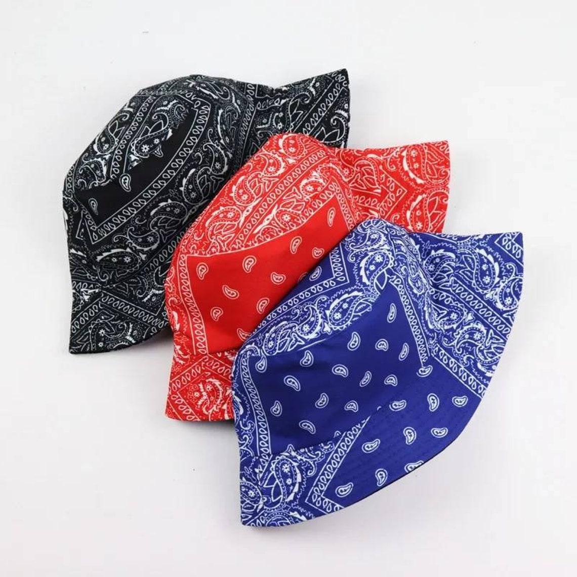Bandana Hats Bandana Bucket Hats Paisley Print Hats Cool Etsy