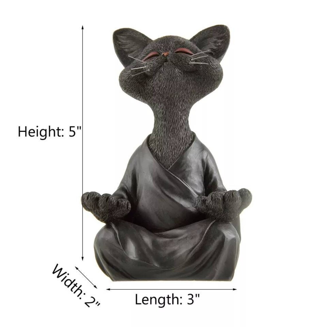 Black Buddha Cat Statue Meditating Cat Sculpture Gift for Etsy