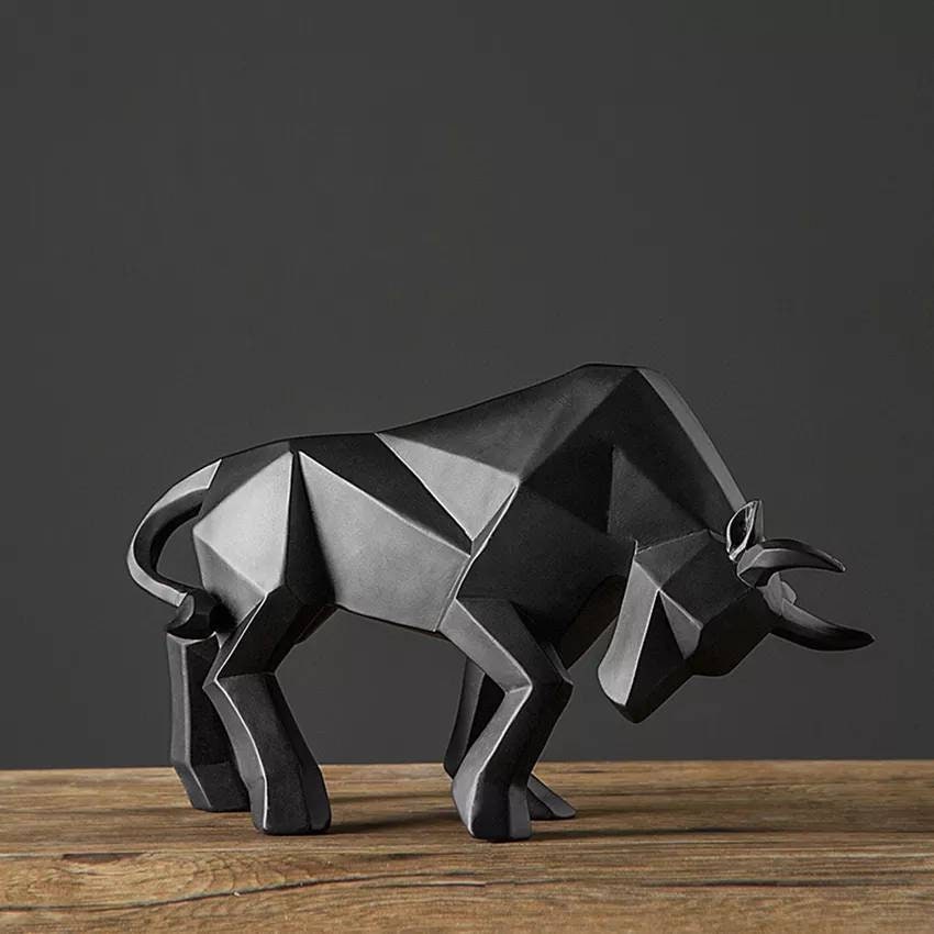 Bull Sculpture Geometric Bull Sculpture Black Bull Figurine | Etsy