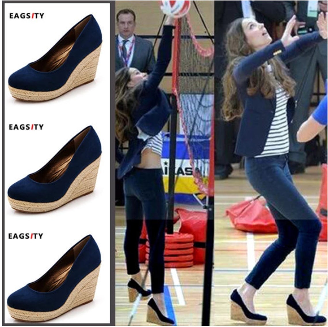 navy cork wedges