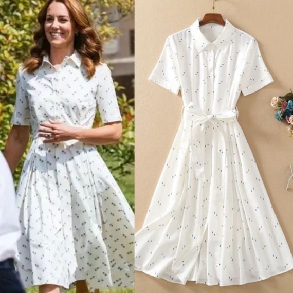 Summer White Shirt Dress Kate Middleton Style Duchess of | Etsy UK