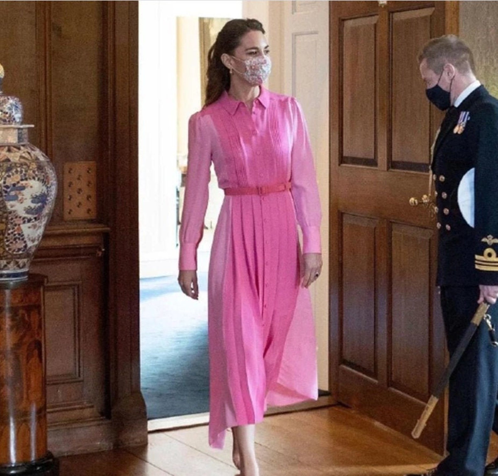 Kate Middleton Pink Shirt Chiffon Dress Duchess of Cambridge | Etsy
