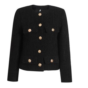 Kate Middleton Style Black Tweed Boucle Jacket Blazer Gold | Etsy