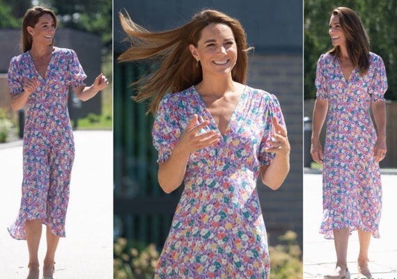 Kate Middleton Floral Dress Duchess of Cambridge Summer Purple | Etsy