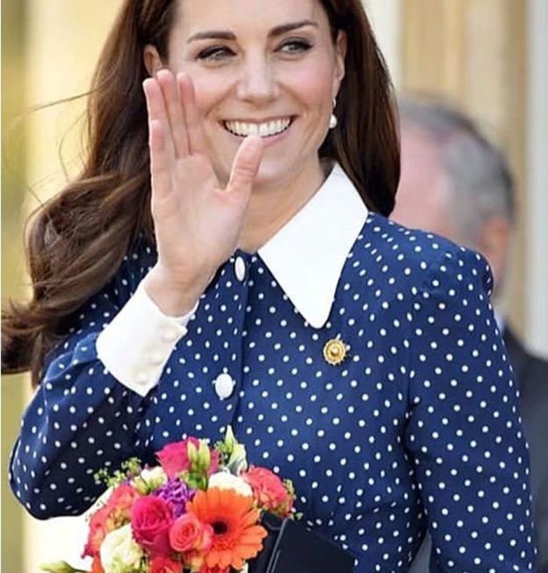 Kate Middleton Polka Dot Dress Duchess of Cambridge Navy White | Etsy