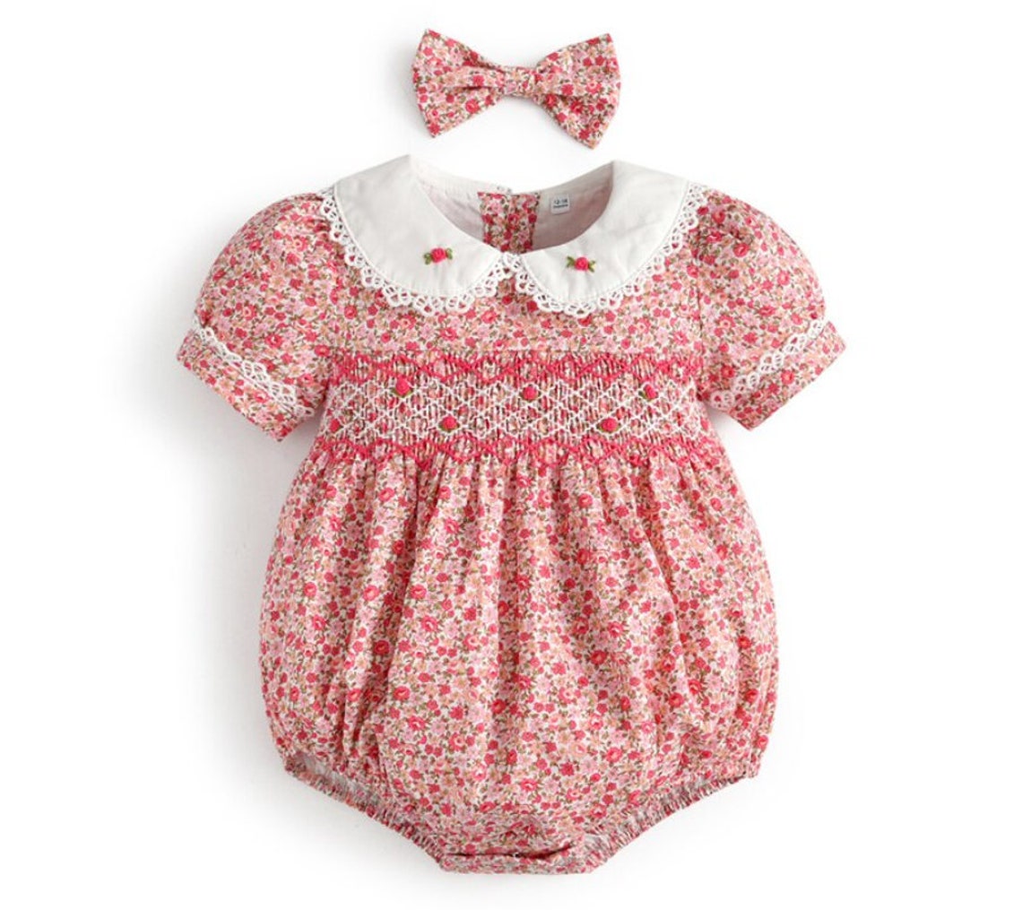 Traditional Vintage Newborn Baby Girl Ditsy Print Hand Smocked Etsy