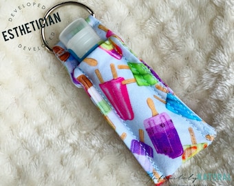Popsicles Print - Lip Balm Fob ONLY - Handmade - Cotton Fabric - Limited Stock Prints - (may vary from picture)