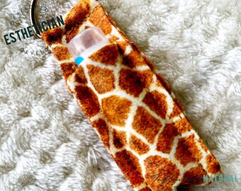 Giraffe Print - Lip Balm Fob ONLY - Handmade - Cotton Fabric - Limited Stock Prints - (may vary from picture)