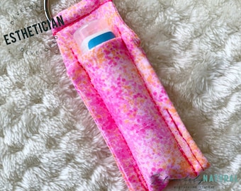 Pinks and Orange Print - Lip Balm Fob ONLY - Handmade - Cotton Fabric - Limited Stock Prints - (may vary from picture)