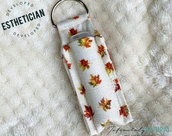 Fall Leaves Print - Lip Balm Fob ONLY - Handmade - Cotton Fabric - Limited Stock Prints - (may vary from picture)